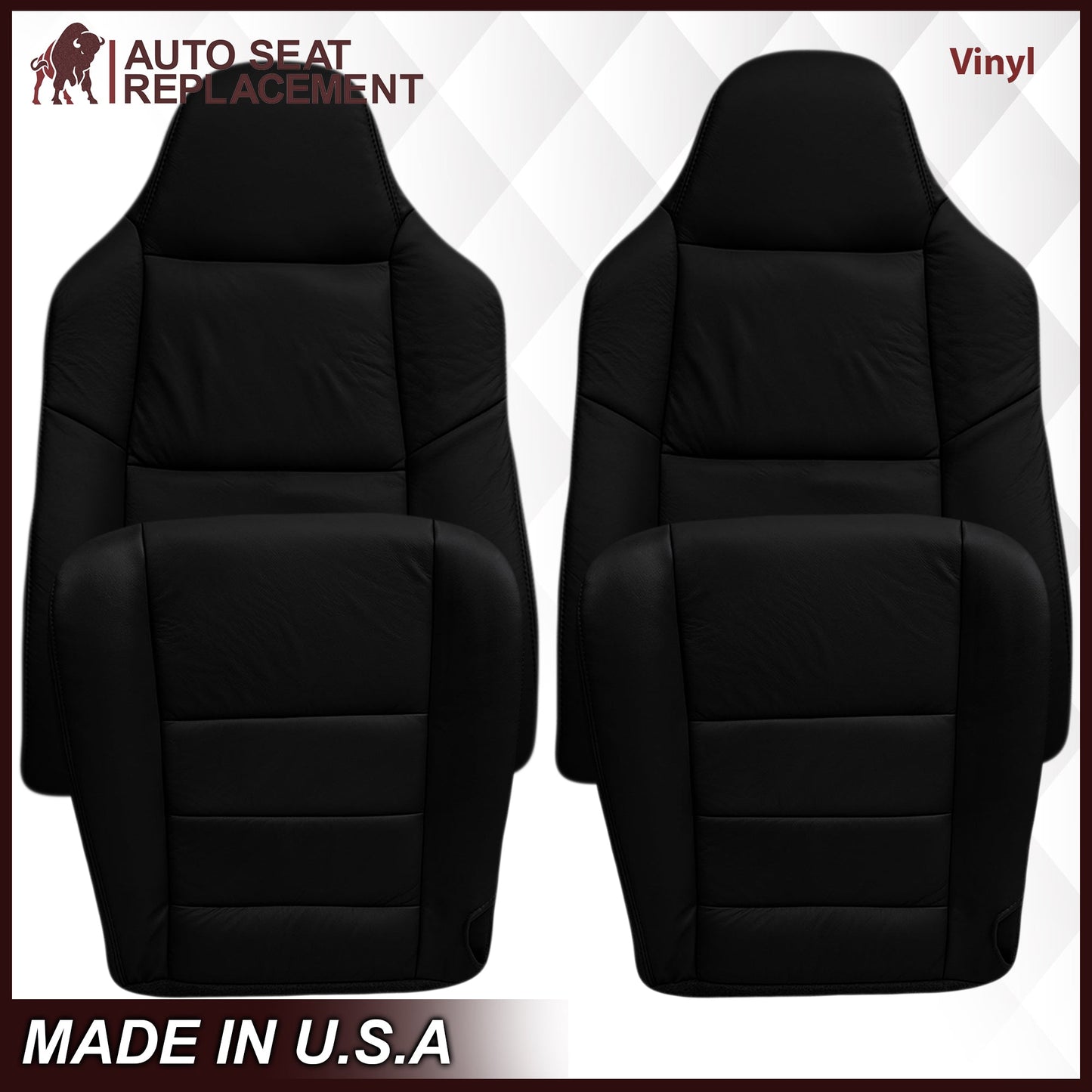 2003-2007 Ford F250/F350/F450/F550 Lariat Seat Cover in Black: Choose Leather or Vinyl