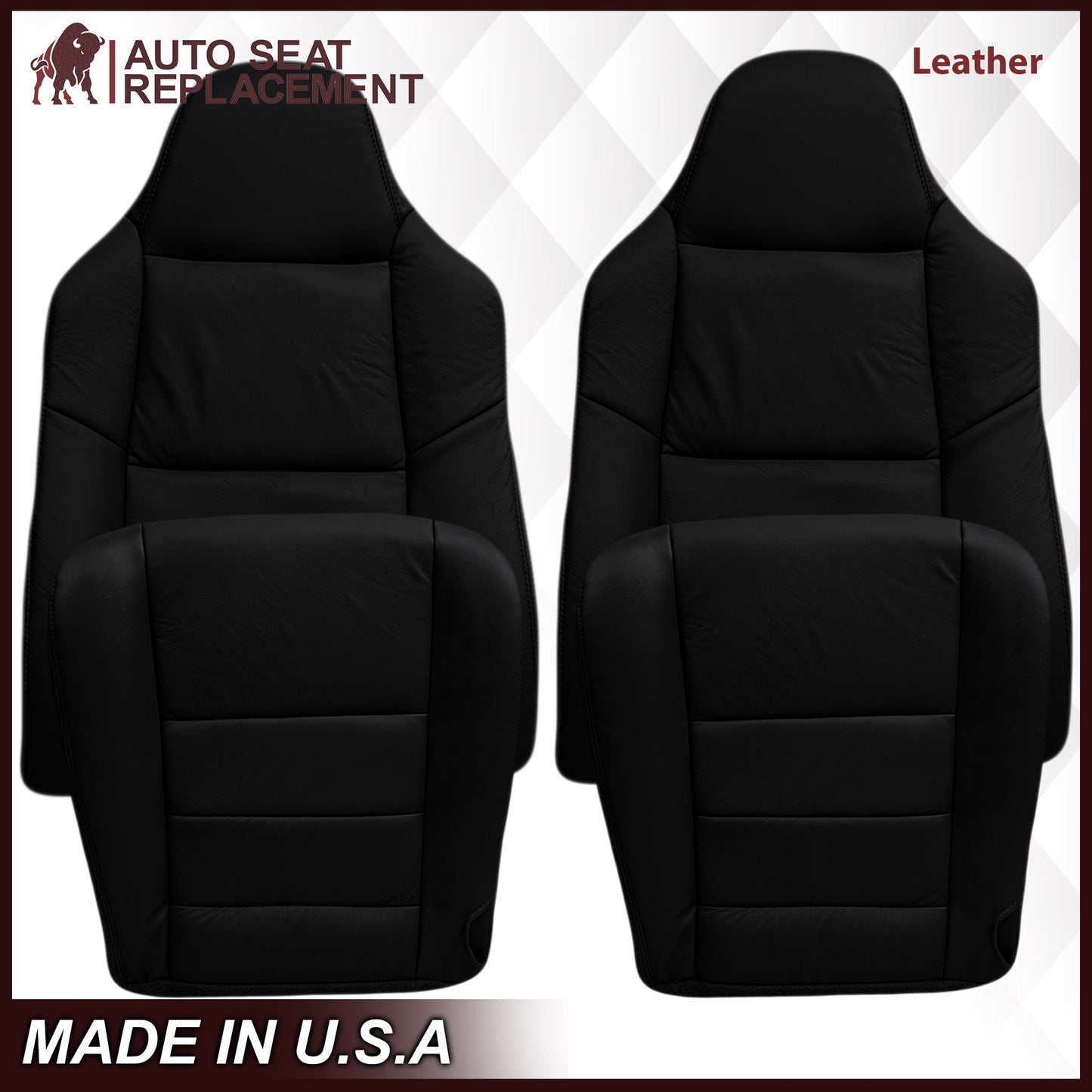 2003-2007 Ford F250/F350/F450/F550 Lariat Seat Cover in Black: Choose Leather or Vinyl