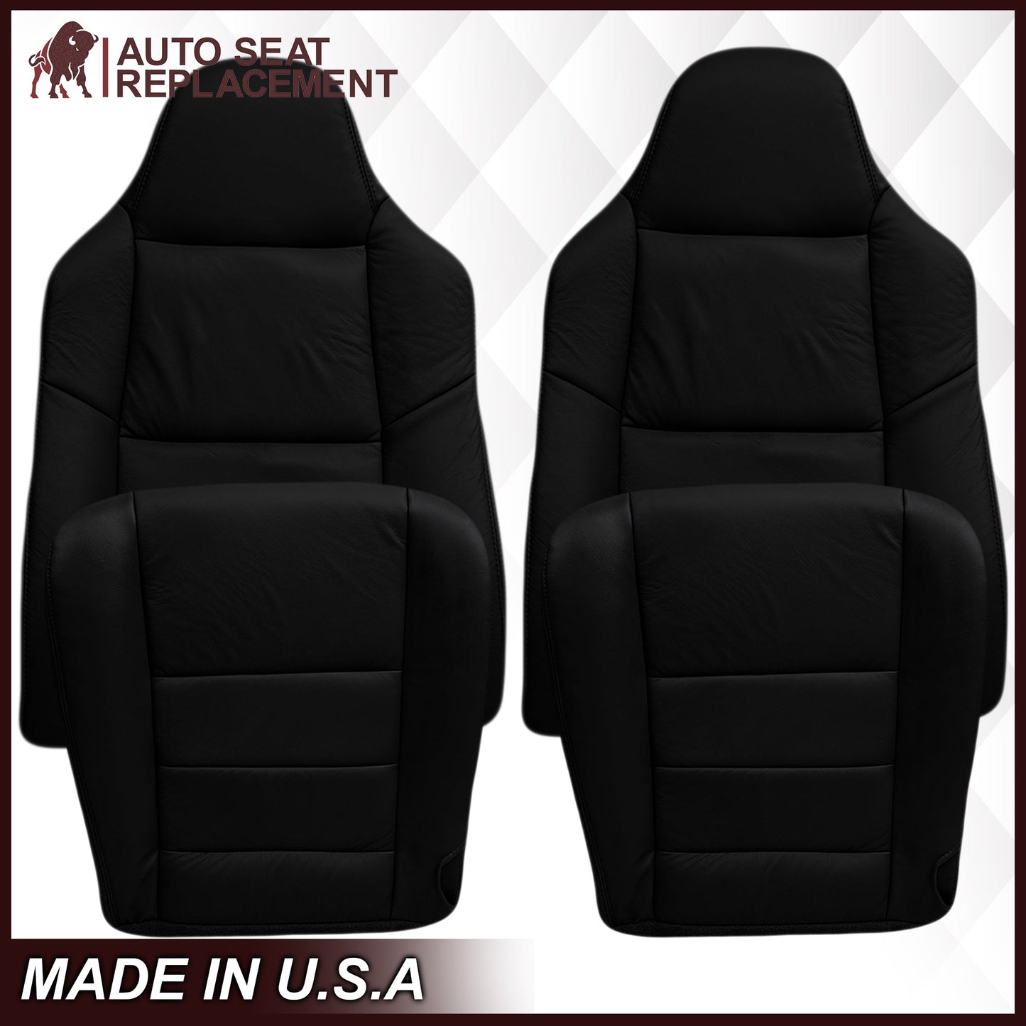 2003-2007 Ford F250/F350/F450/F550 Lariat Seat Cover in Black: Choose Leather or Vinyl