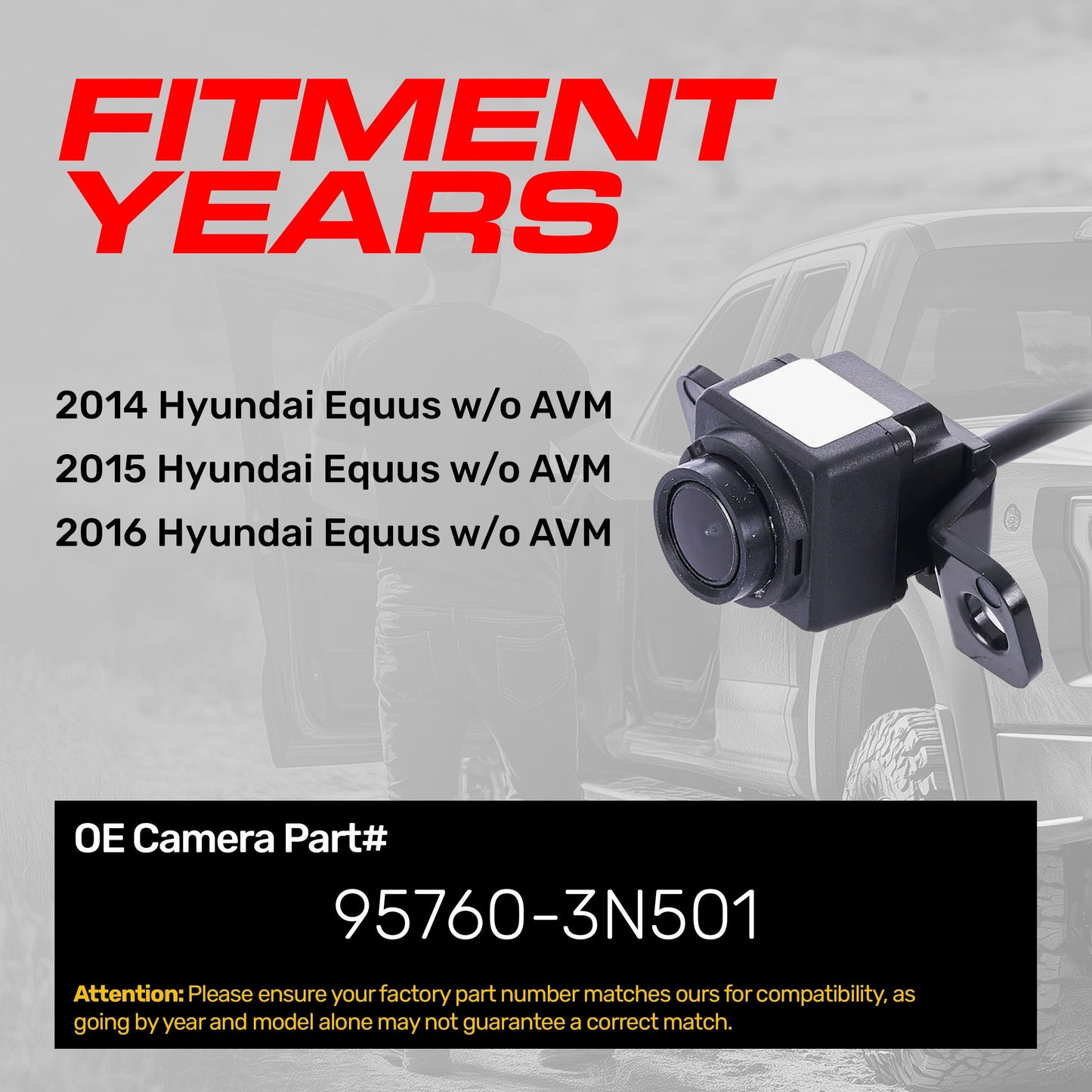 Hyundai Equus w/o AVM (2014-2016) OEM Replacement Backup Camera OE Part # 95760-3N501