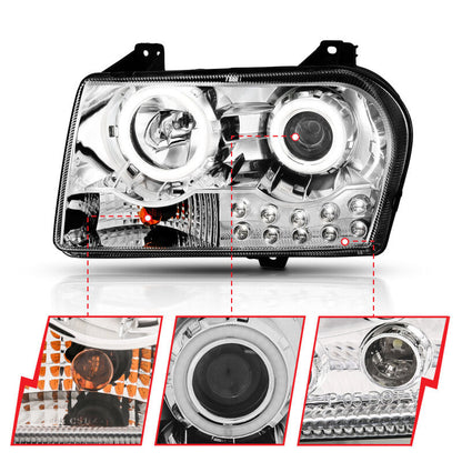 Anzo 2005-2010 Chrysler 300 Projector Headlights w/ Halo Chrome