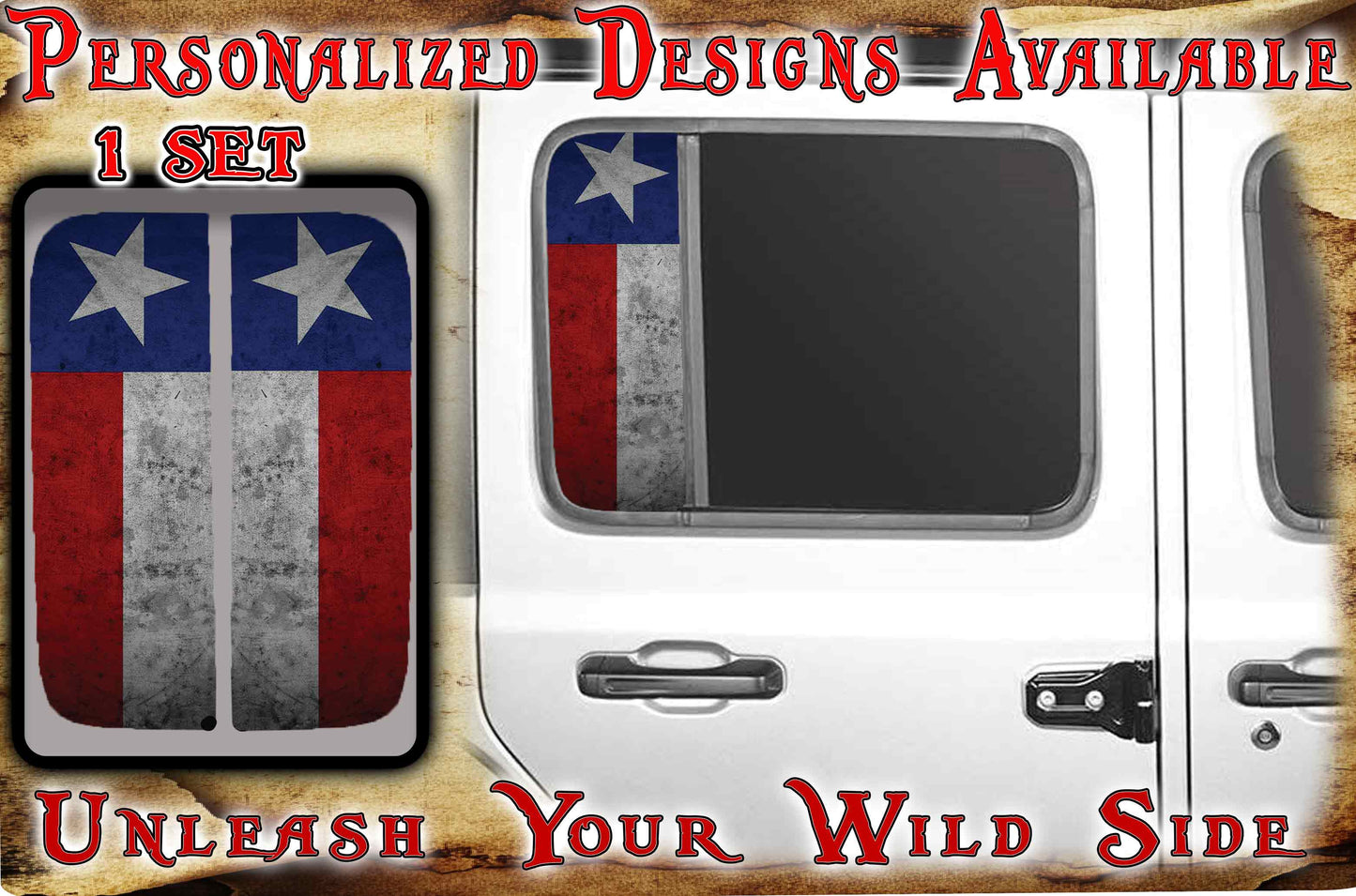 Side door window decal Texas Flag 159