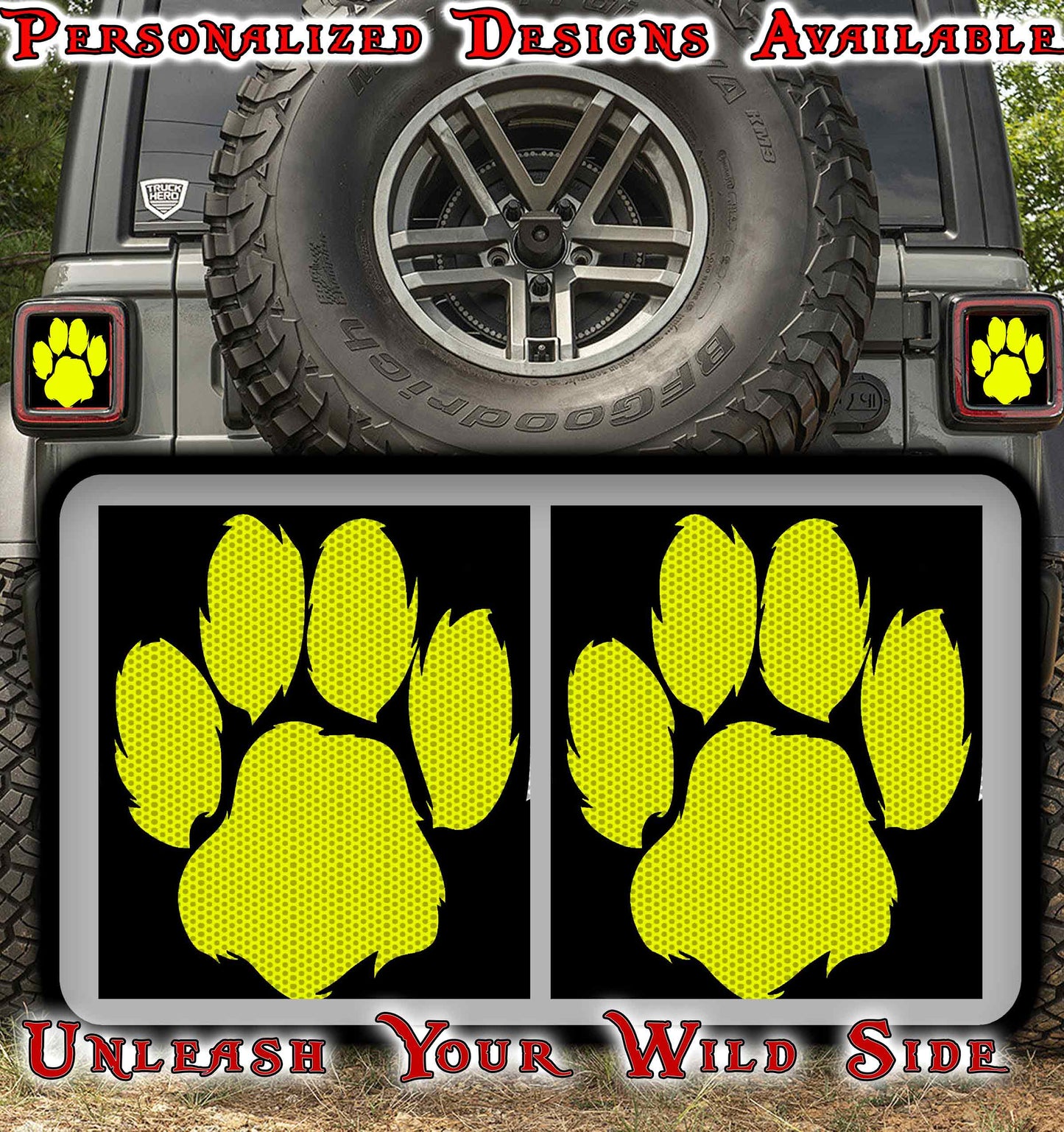 yellow paw print Taillight cover decal 15
