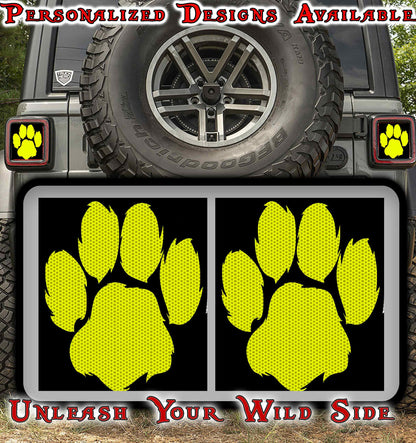 yellow paw print Taillight cover decal 15