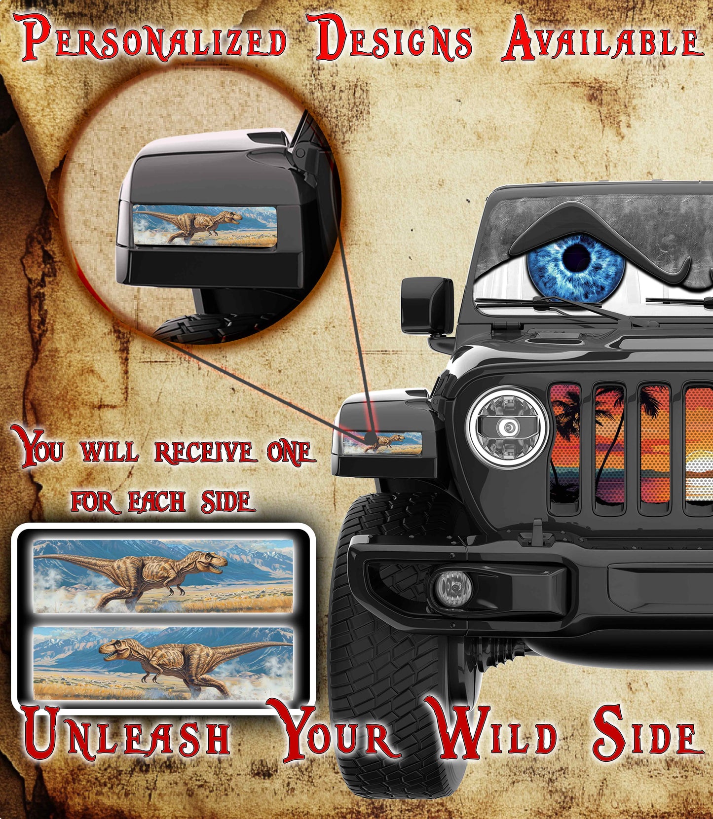 Dinosaur decal Jl and Gladiator Turn signal decal 15
