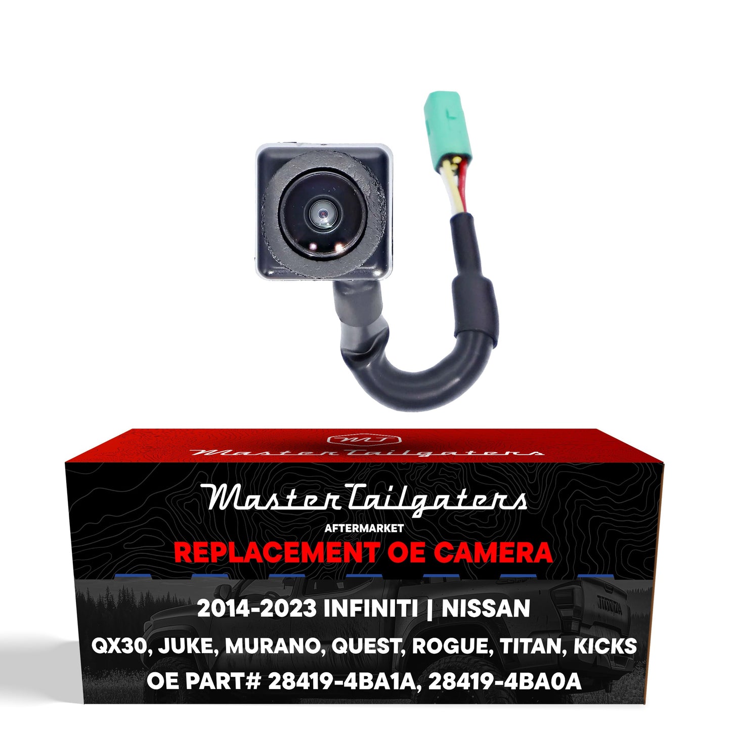 Infiniti QX30 (17-19) / Nissan Juke (15-17), Murano (15-23), Quest (15-17), Rogue (14-22), Titan (16-23), Kicks (18-21) Side View OEM Replacement Backup Camera OE Part # 28419-4BA1A, 28419-4BA0A