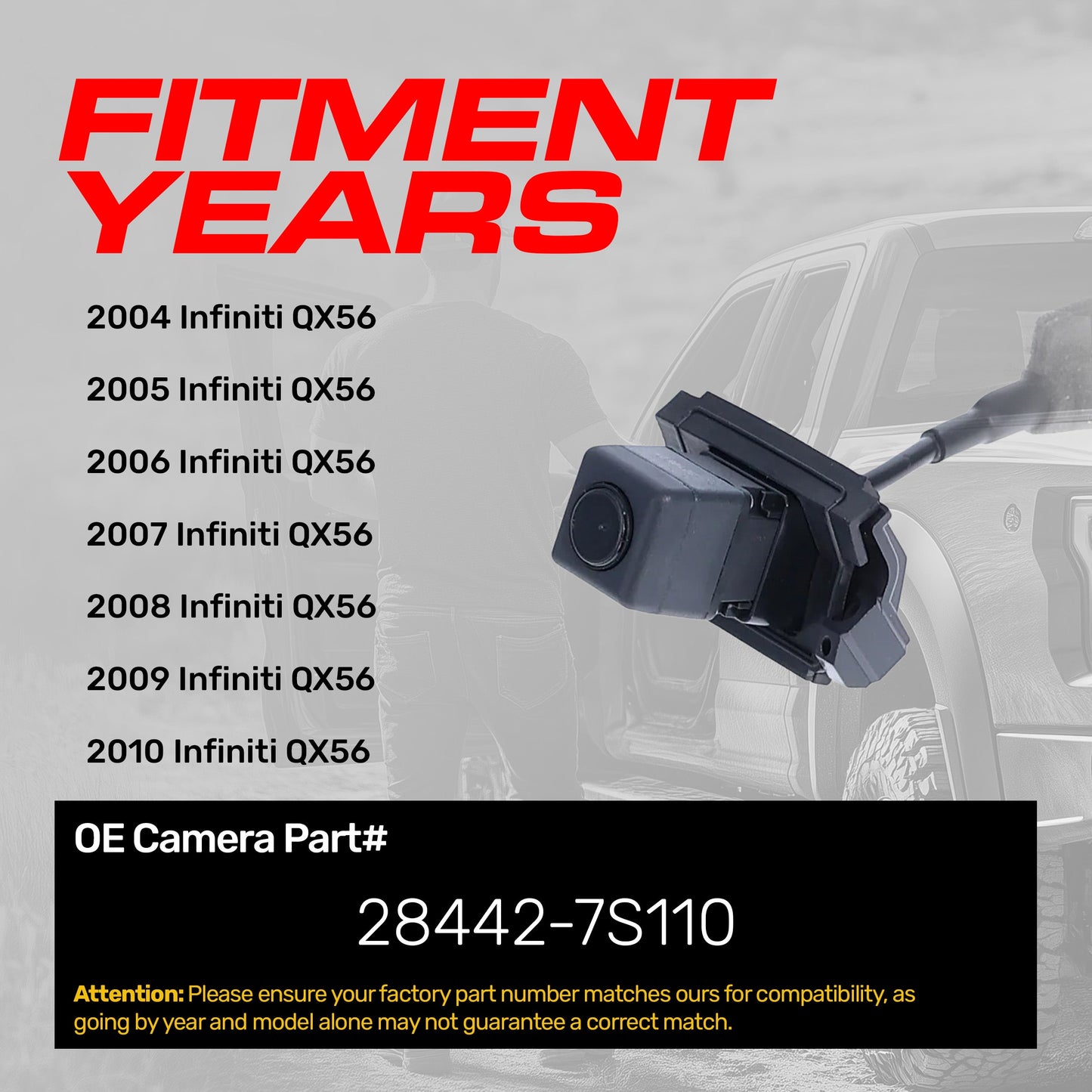 Infiniti QX56 (2004-2010) OEM Replacement Backup Camera OE Part # 28442-7S110
