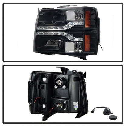 Spyder Chevy Silverado 1500 07-13 V2 Projector Headlights - LED DRL - Black PRO-YD-CS07V2-DRL-BK 5083524