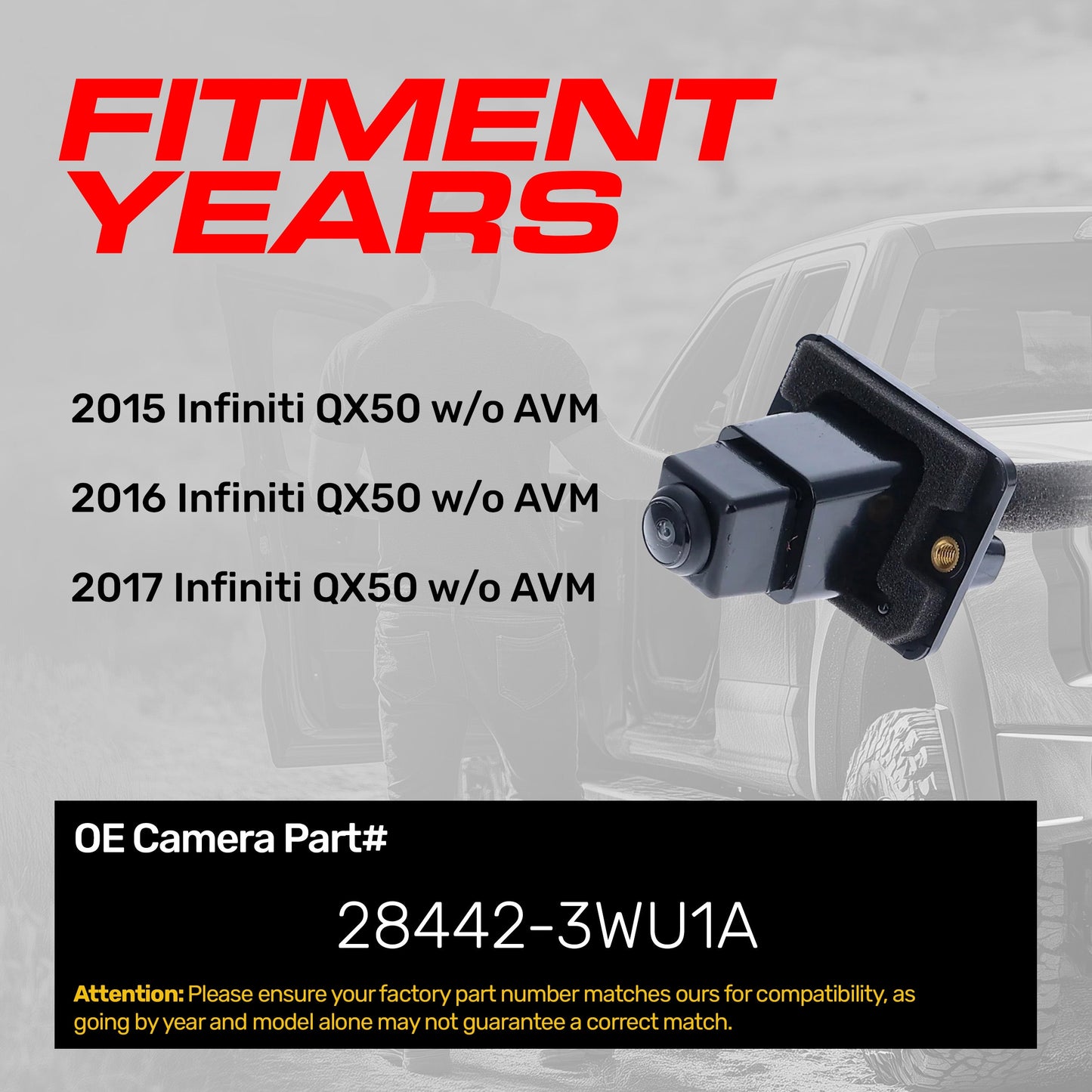 Infiniti QX50 w/o AVM (2015-2017) OEM Replacement Backup Camera OE Part # 28442-3WU1A