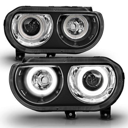 Anzo 2008-2014 Dodge Challenger Projector Headlights w/ Halo Black (CCFL)