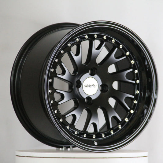 Whistler SK1-T Satin Black Face / Gloss Black Lip Wheels – Set of 4