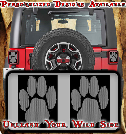 Gray paw print Taillight cover decal 16