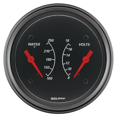 AutoMeter Gauge Dual Wtmp & Volt 3-3/8in. 250 Deg. F & 18V Elec Designer Black 1430