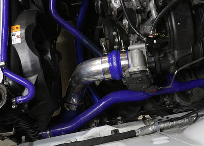 HPS Performance HPS Intercooler Hot Charge Pipe and Cold Side with Blue Hoses 15-17 Ford Mustang Ecoboost 2.3L Turbo, Black