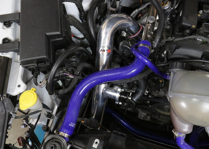 HPS Performance HPS Intercooler Hot Charge Pipe and Cold Side with Blue Hoses 15-17 Ford Mustang Ecoboost 2.3L Turbo, Black