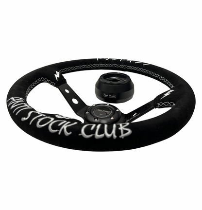 Suede Deep Dish Steering Wheel + Short Hub Adapter Kit For Cadillac Corvette Suburban Neon
