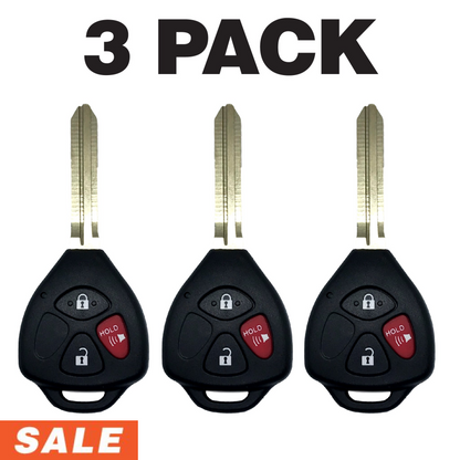 Toyota 3 Button Remote Head Key 2010-2018 For HYQ12BBY G-Chip | Aftermarket (3 Pack)