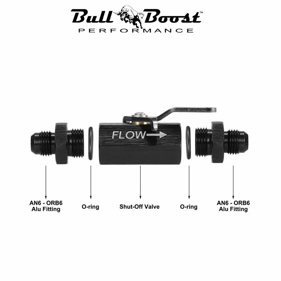 Bull Boost Performance Billet AN6 Fuel Shut Off Valve w/ Cable Lever – Fuel &amp; Oil Applications