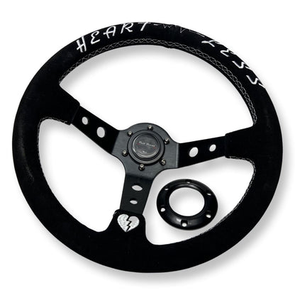 3"DEEP DISH 6-BOLT STEERING WHEEL BLACK SUEDE FOR Dodge GM Buick Chevy Vehicles