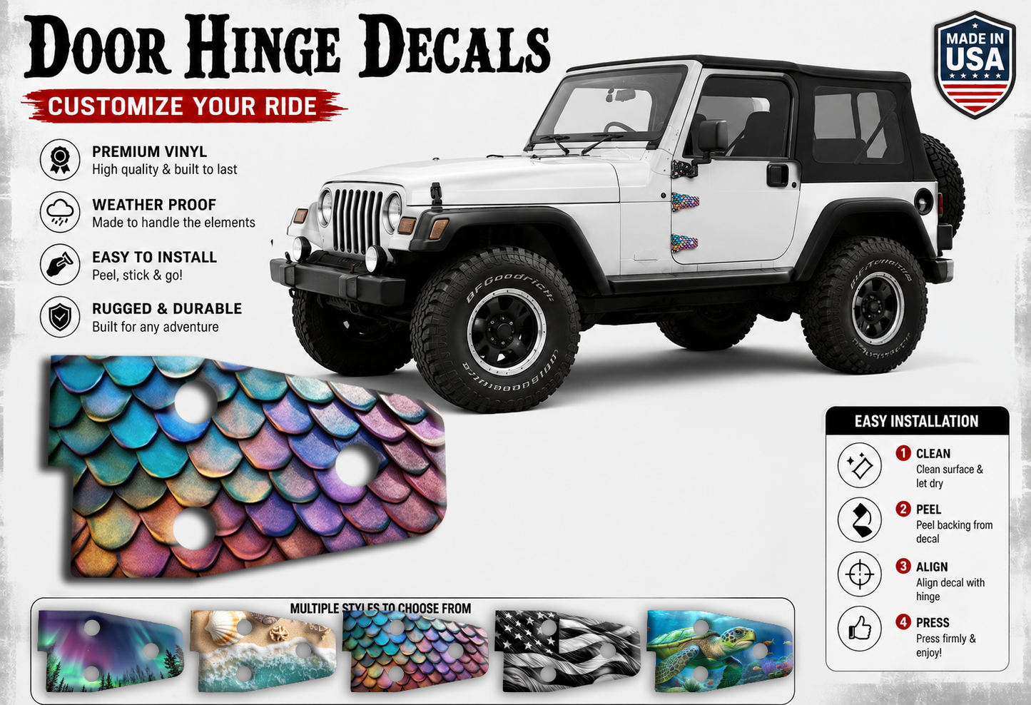 Dragon scales Door hinge decals 17