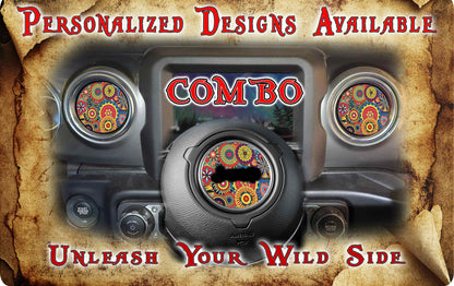 Steering wheel decal Hippy Flower 166