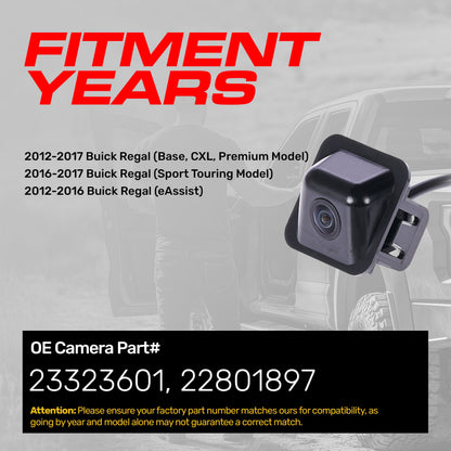 Buick Regal [Base, CXL, Premium Model] (12-17), Buick Regal [Sport Touring Model] (16-17), Buick Regal [eAssist] (12-16) OEM Replacement Backup Camera OE Part # 22801897