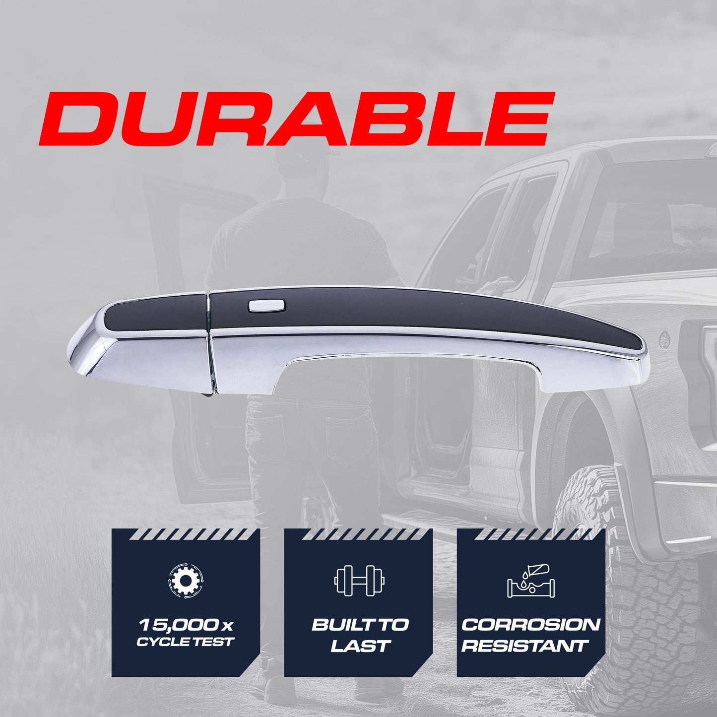 Chevrolet Impala (2014) [LTZ Model, 4 Pin] Black/Chrome Replacement Exterior Door Handle | Front Right Passenger Side w/o Keyhole