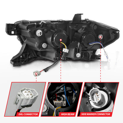ANZO 16-22 Toyota Tacoma LED Projector Headlights w/ Light Bar Sequential Black Housing w/Initiation 111563