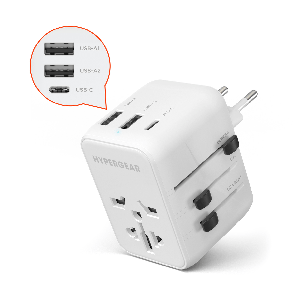 WorldCharge Universal Travel Adapter with USB-C