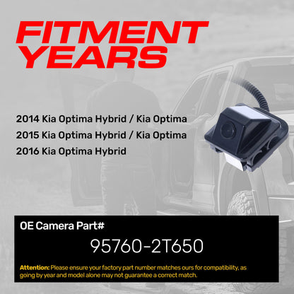 Kia Optima (2014-2015), Optima Hybrid (2014-2016) OEM Replacement Backup Camera OE Part # 95760-2T650
