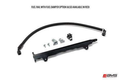 AMS Performance 08-15 Mitsubishi EVO X CNC Machined Aluminum Fuel Rail w/Pulsation Dampener - Black AMS.04.07.0006-2