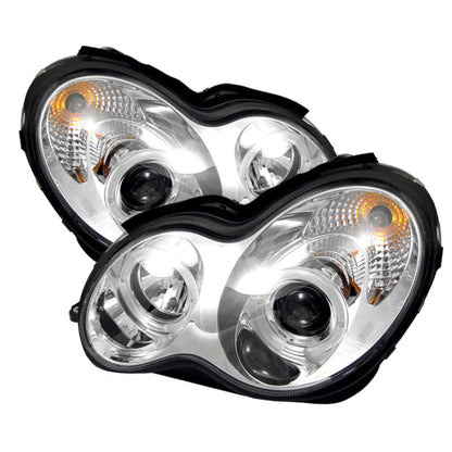 Spyder Mercedes Benz C-Class 01-05 4 DrProjector Headlights Halogen-LED Halo Chrm PRO-YD-MBW203-HL-C 5011268