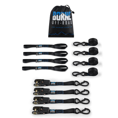 Borne Off-Road Medium-Duty Ratchet Tie-Down Kit (4-Pack) Black BNRTC-TDMD-4BK