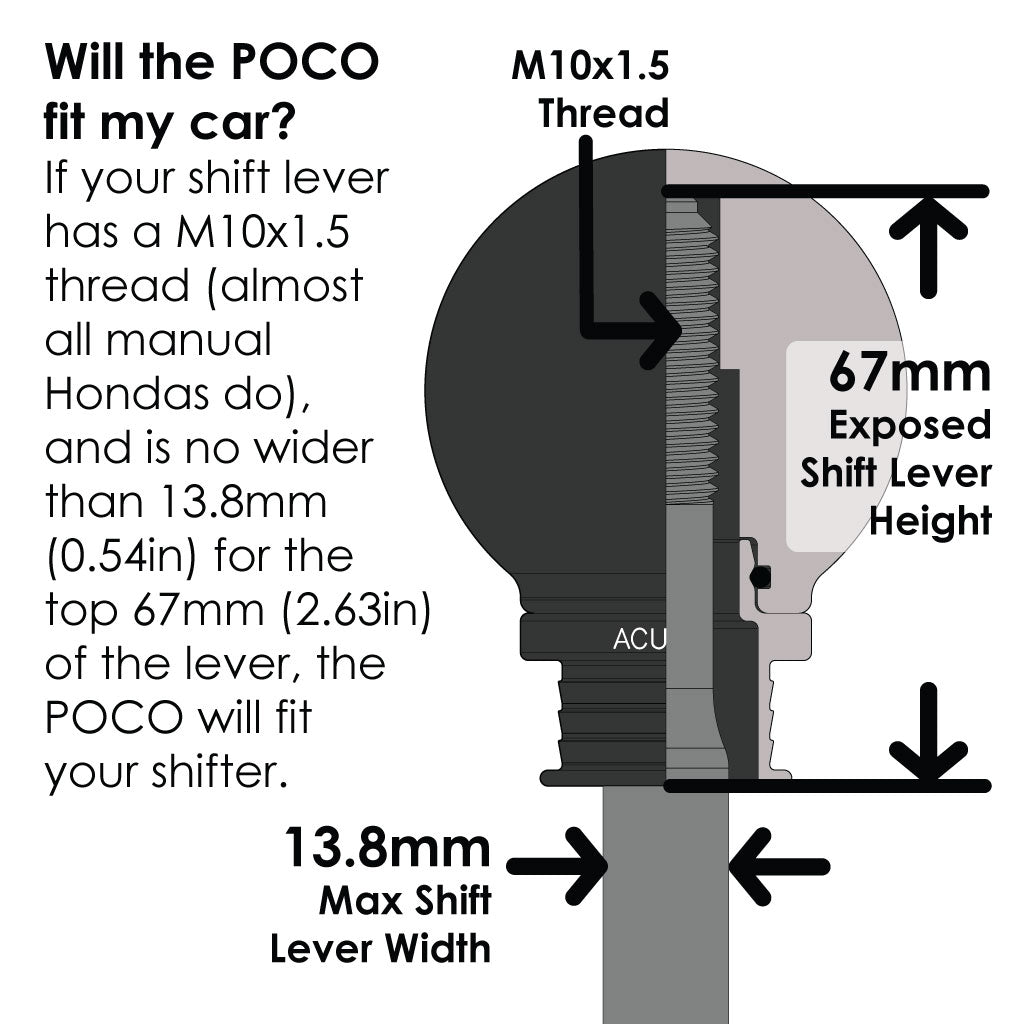 POCO Low-Profile Shift Knob in Satin Black Anodized Finish