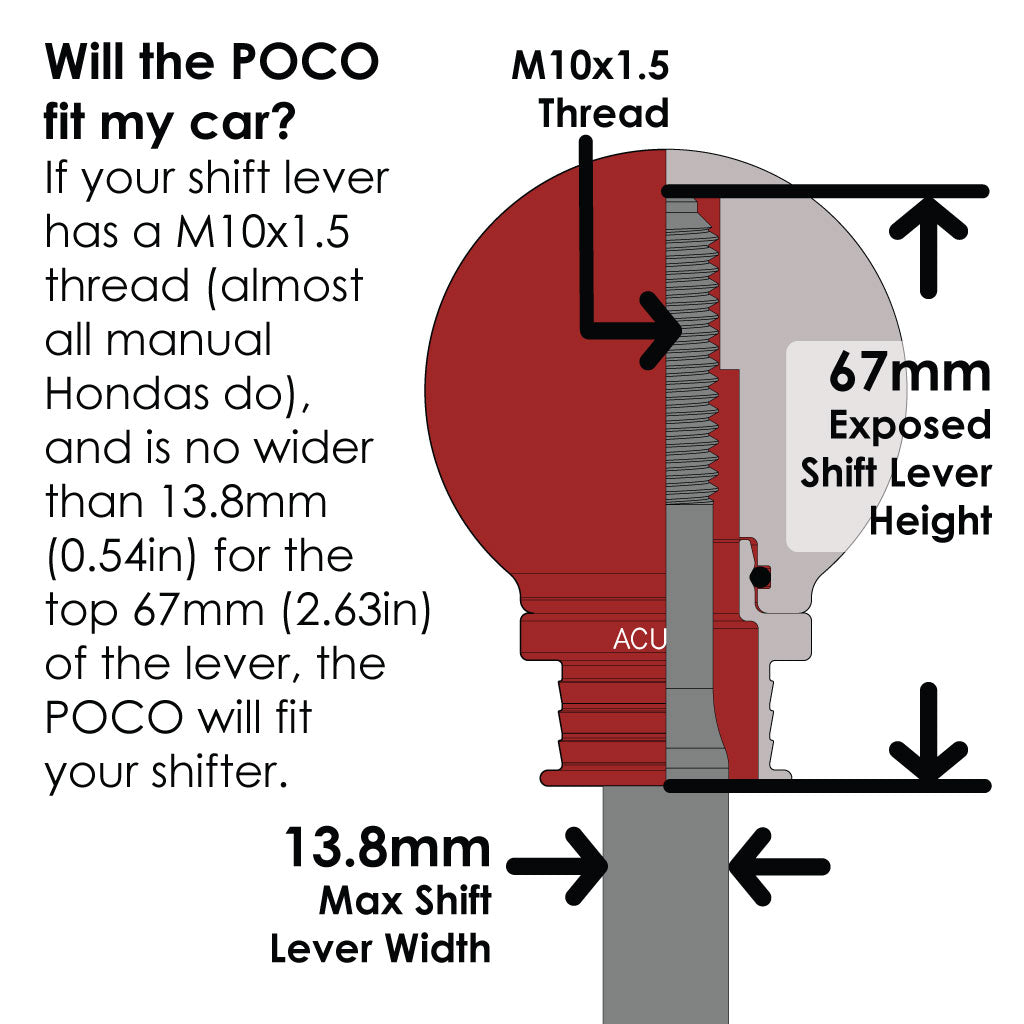 POCO Low-Profile Shift Knob in Satin Red Anodized Finish