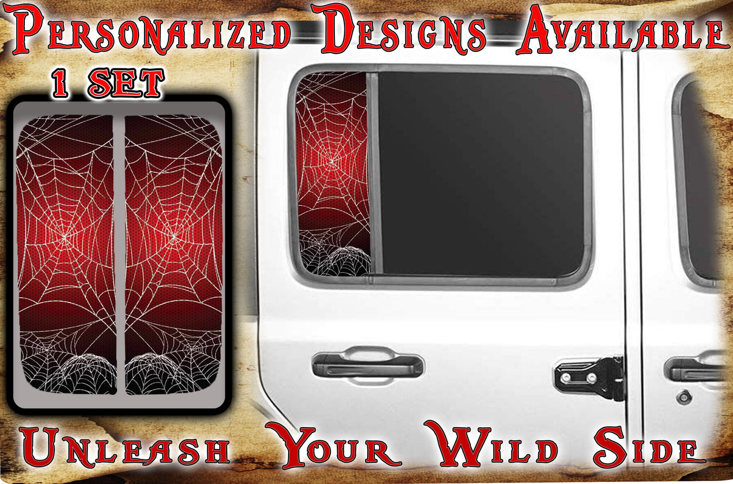Side door window decal spiderwebs 193
