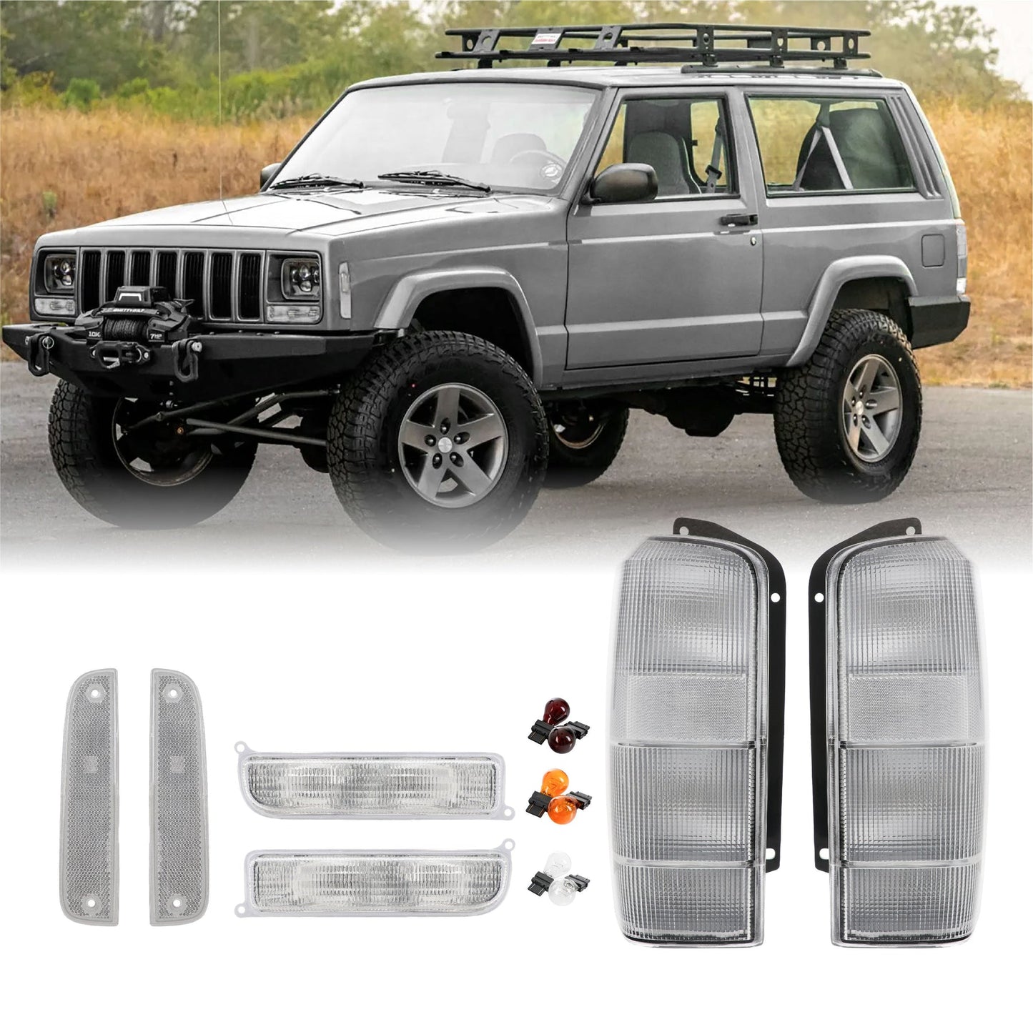1997-2001 Jeep Cherokee Xj Tail Lights Bumper Corner 6pc Combo Made By Depo