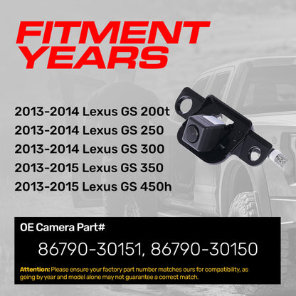 Lexus GS 200t/250/300 (2013-2014), GS 350/450h (2013-2015) OEM Replacement Backup Camera OE Part # 86790-30150, 86790-30151