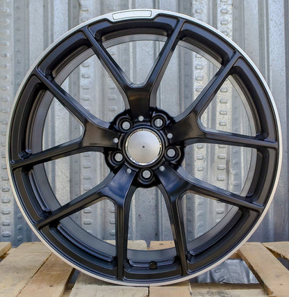 MB1 18x9.5 5x112 +45 66.6 Matte Black Machined Tip