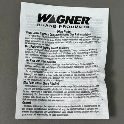 WAGNER QS Ceramic Disc Brake Pad Set 1 1/2" x 5" Black ZX763