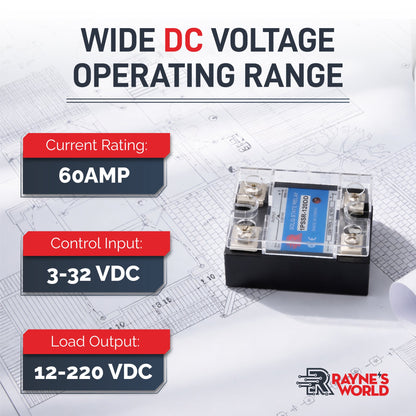 120 Amp DD Solid State Relay Module SSR-DC to DC-3-32VDC Control-12-220VDC Output