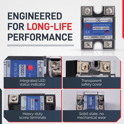 120 Amp DD Solid State Relay Module SSR-DC to DC-3-32VDC Control-12-220VDC Output