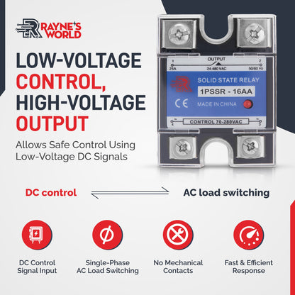16 Amp AA Solid State Relay Module SSR-AC to AC-70-280VAC Control-24-480VAC Output