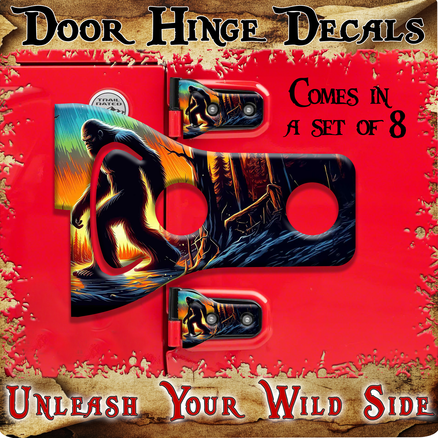 Bigfoot Door hinge decals 1