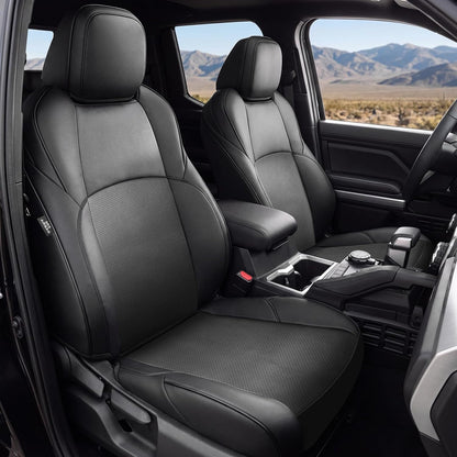 Truck Seat Covers for Toyota Tacoma 2024-2026 Double Cab, Nappa Leather, 3D Laser-Scan Custom Fit, Waterproof, Easy-Clean, Full Coverage, Airbag Compatible, Pet & Scratch Protection
