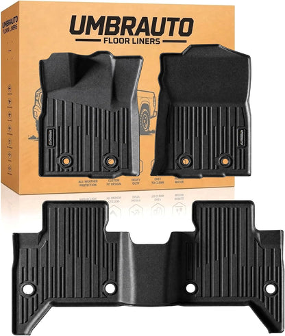 Umbrauto Floor Mats for Toyota Tacoma 2016-2023 Double Cab (Only for Automatic), All Weather TPE Truck Floor Liners Custom Fit Tacoma SR/SR5/TRD/Limited/Trail, Front & Rear 2 Row Waterproof Car Rug
