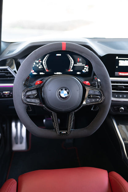 BMW LCI Alcantara Flat Bottom Steering Wheel for G Chassis- CARBONE's Signature Design for G20 G30 G80 G82 M3 M4 M2 M340i M5 M8 F90