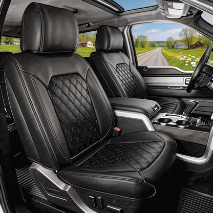 Umbrauto Custom Seat Covers fit for Dodge Ram 1500 2500 3500, Full Coverage Luxury Leather Ram Truck Seat Cover 2009-2025 Compatible with Crew Cab Double Quad Regular (Full Set (Flat Rear))