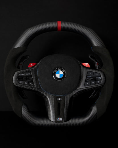 BMW Alcantara Flat Bottom Matte Carbon Fiber Steering Wheel for G Chassis- Carbone's Signature Design for G20 G30 G80 G82 M3 M4 M2 M340i