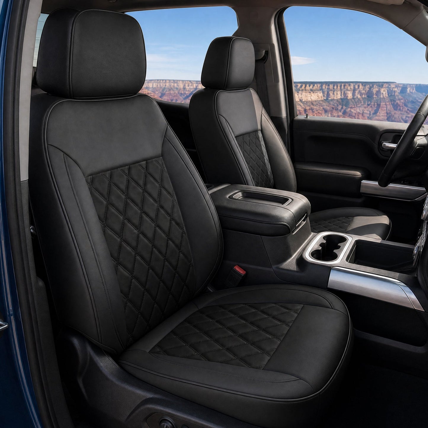 Umbrauto Custom Seat Covers for Silverado and GMC Sierra,Waterproof Nappa Leather Full Set Seatcovers for Chevy Silverado/GMC Sierra 2007-2013 & 2019-2026 1500, 2020-2026 2500HD 3500HD Crew/Double/Extended Cab